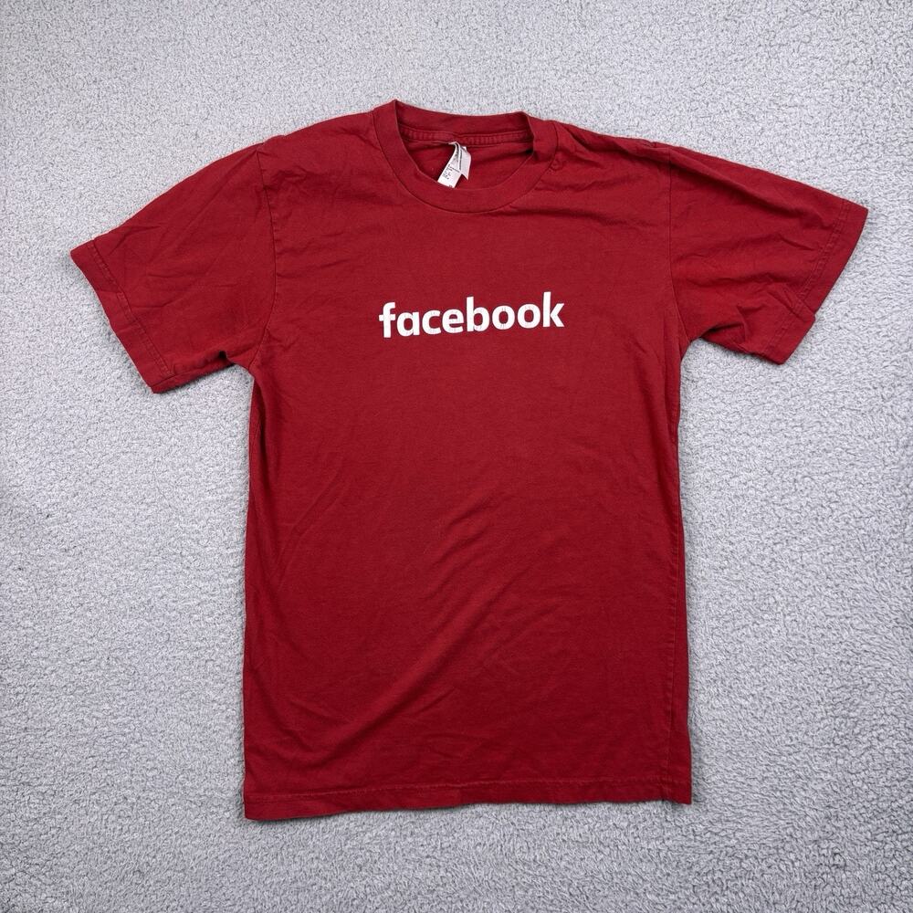 VTG Facebook Shirt Mens XS Red American Apparel Short Sleeve Y2K
